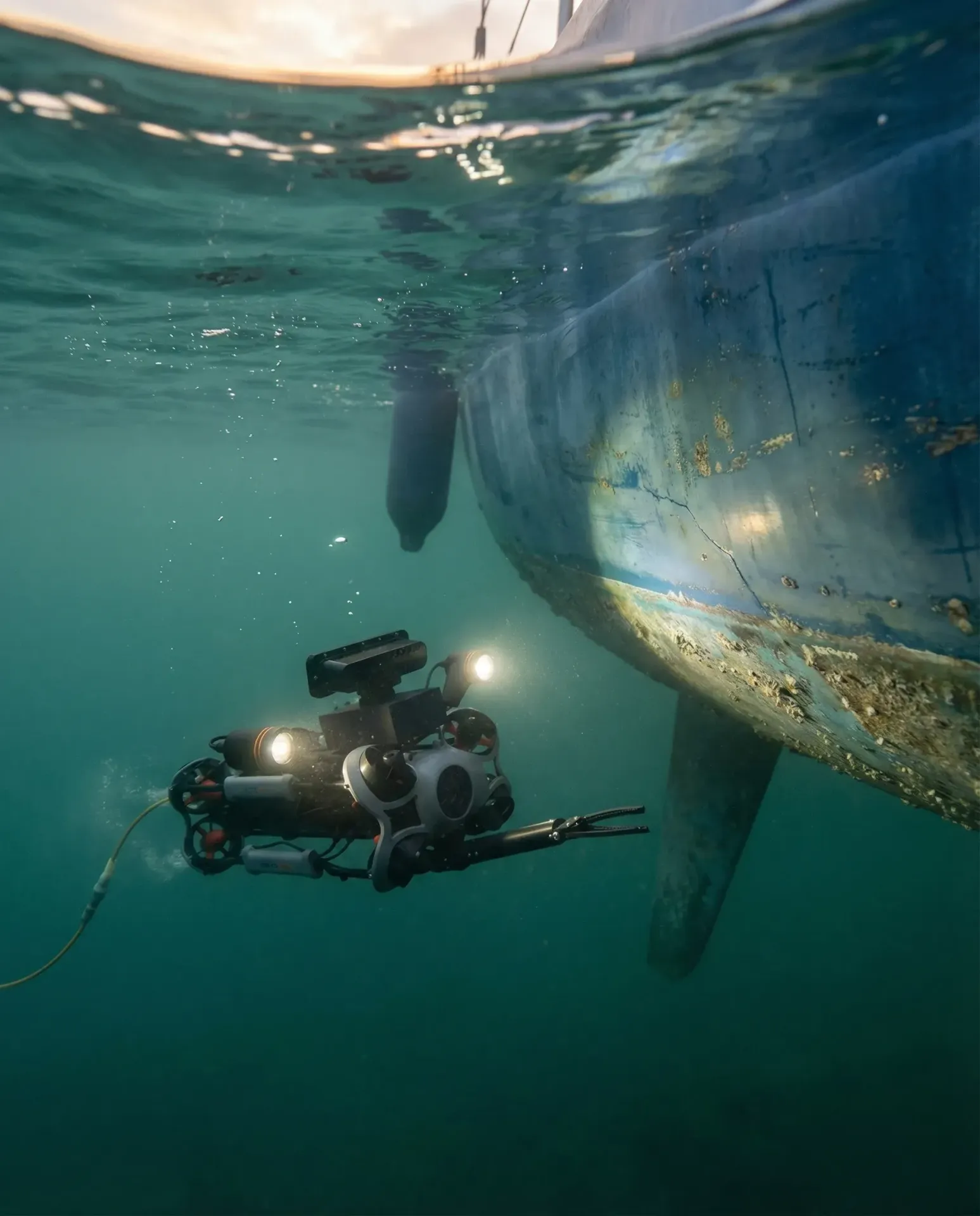 ROV Chasing inspeccionando casco de embarcación